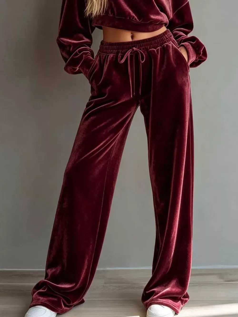 Full Size Cropped Sweatshirt and Wide-Leg Pants Set Plus Size, image 18