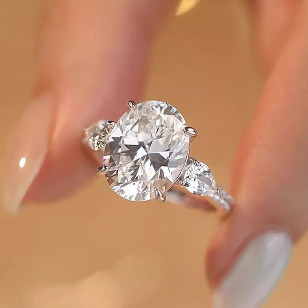 2 Carat 925 Sterling Silver Moissanite Oval Ring, image 8