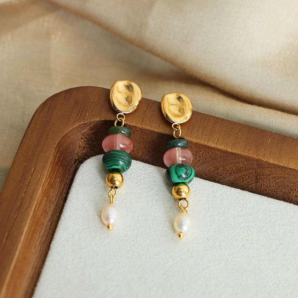 Natural Stone Freshwater Pearl Dangle Earrings, image 9