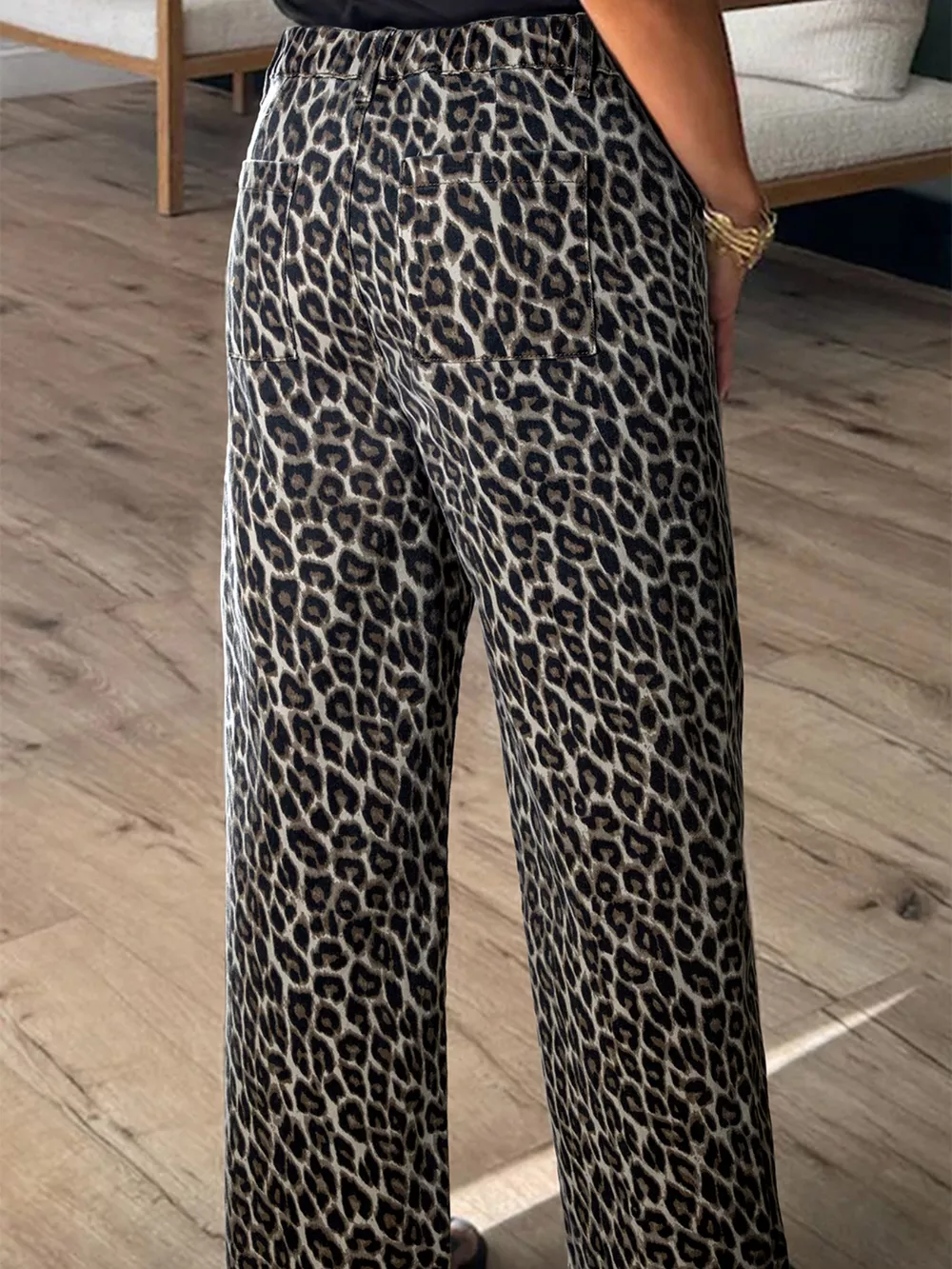 Leopard Straight Loose Leg Jeans, image 2