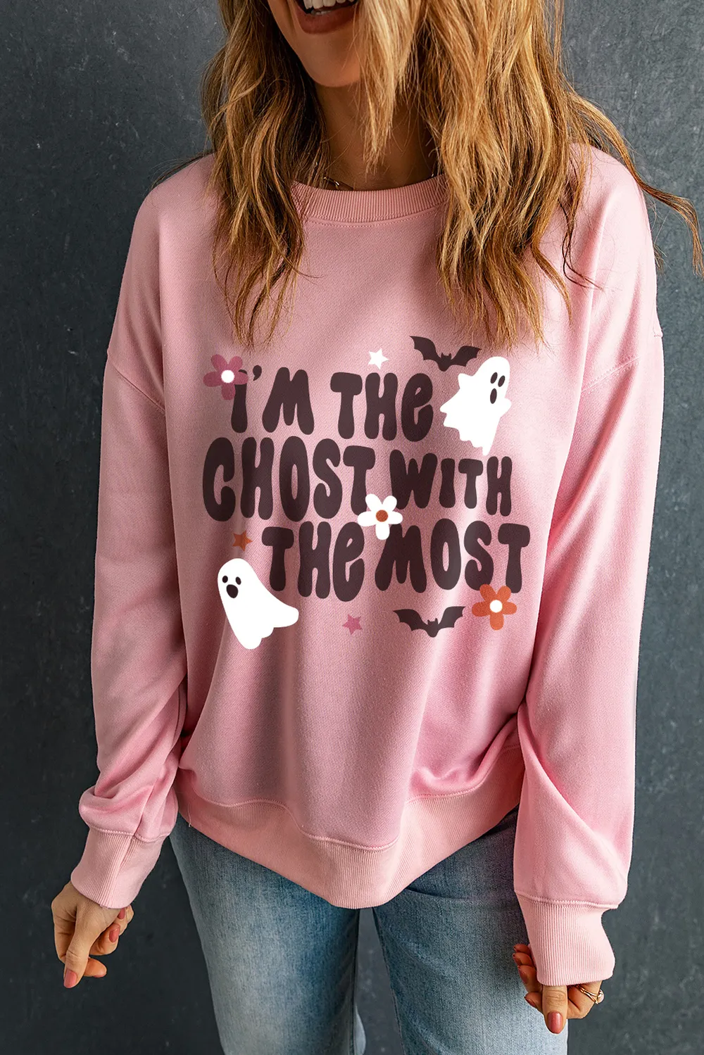 Graphic Round Neck Long Sleeve Sweatshirt, image 4