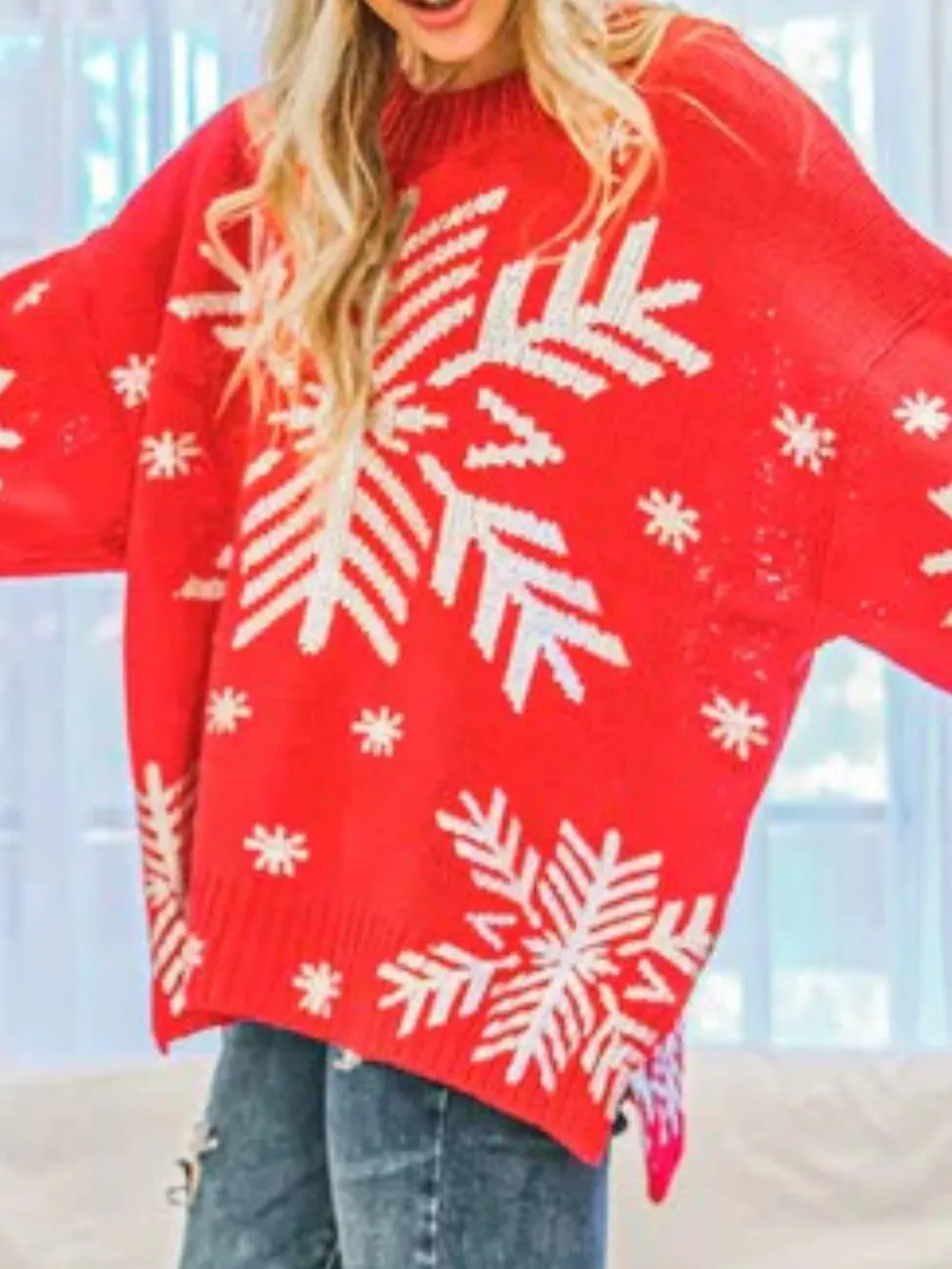 Christmas Snowflake Long Sleeve Sweater, image 6