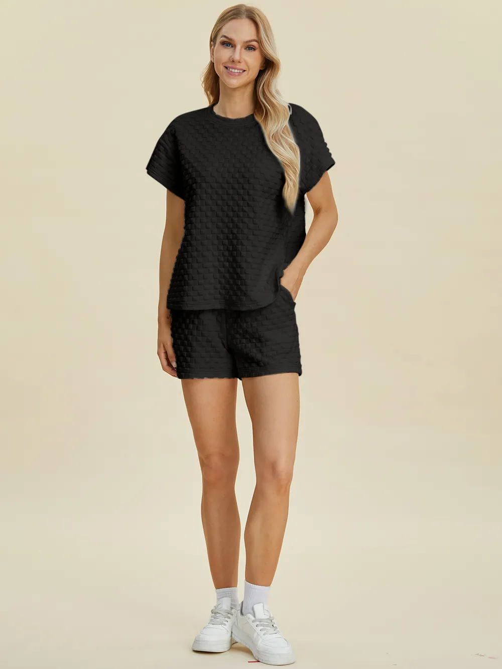 Full Size Texture T-Shirt and Shorts Set, image 18