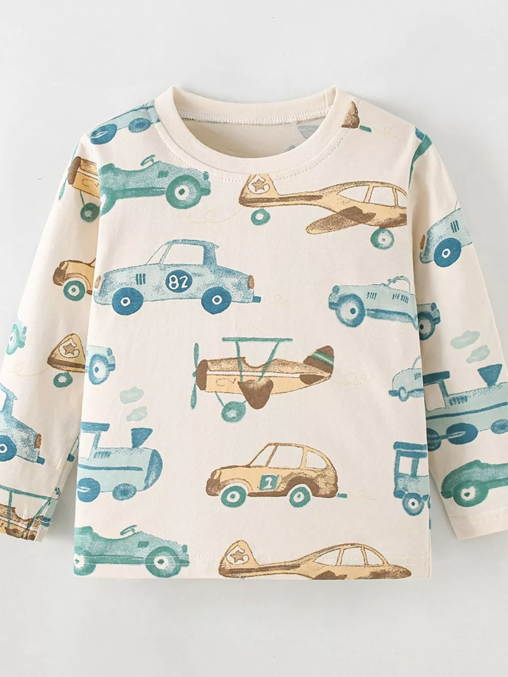 Children's Transportation Print Long Sleeve Crew Neck T-Shirt, image 2