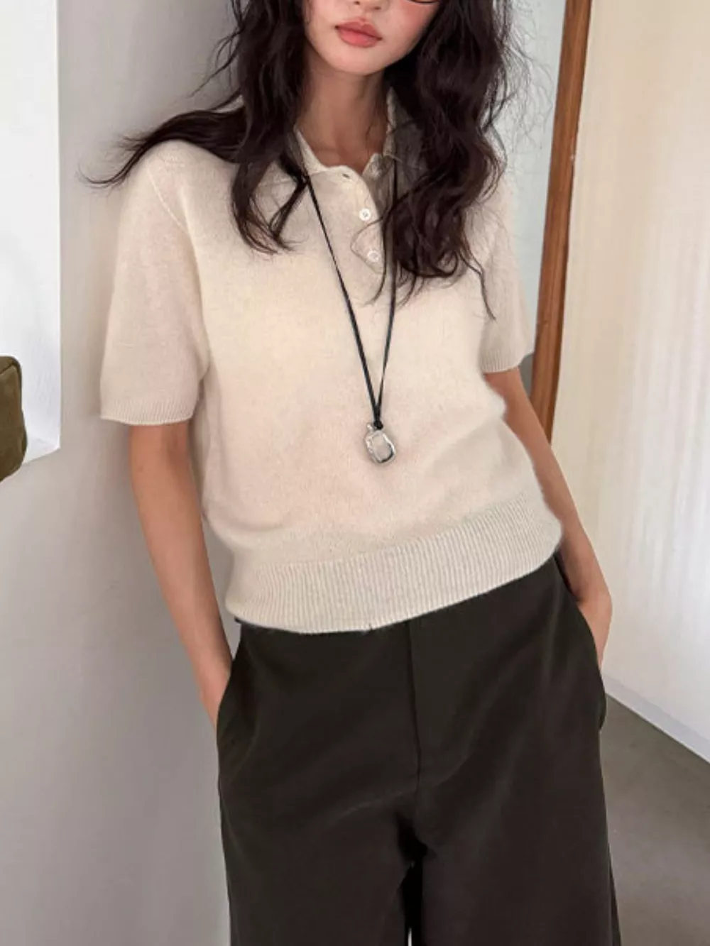 Wool Short-Sleeve knitted Polo Shirt, image 4