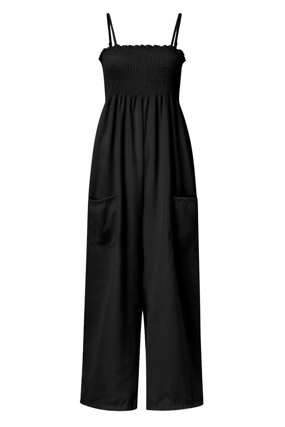 Smocked Spaghetti Strap Wide Leg Jumpsuit, image 8