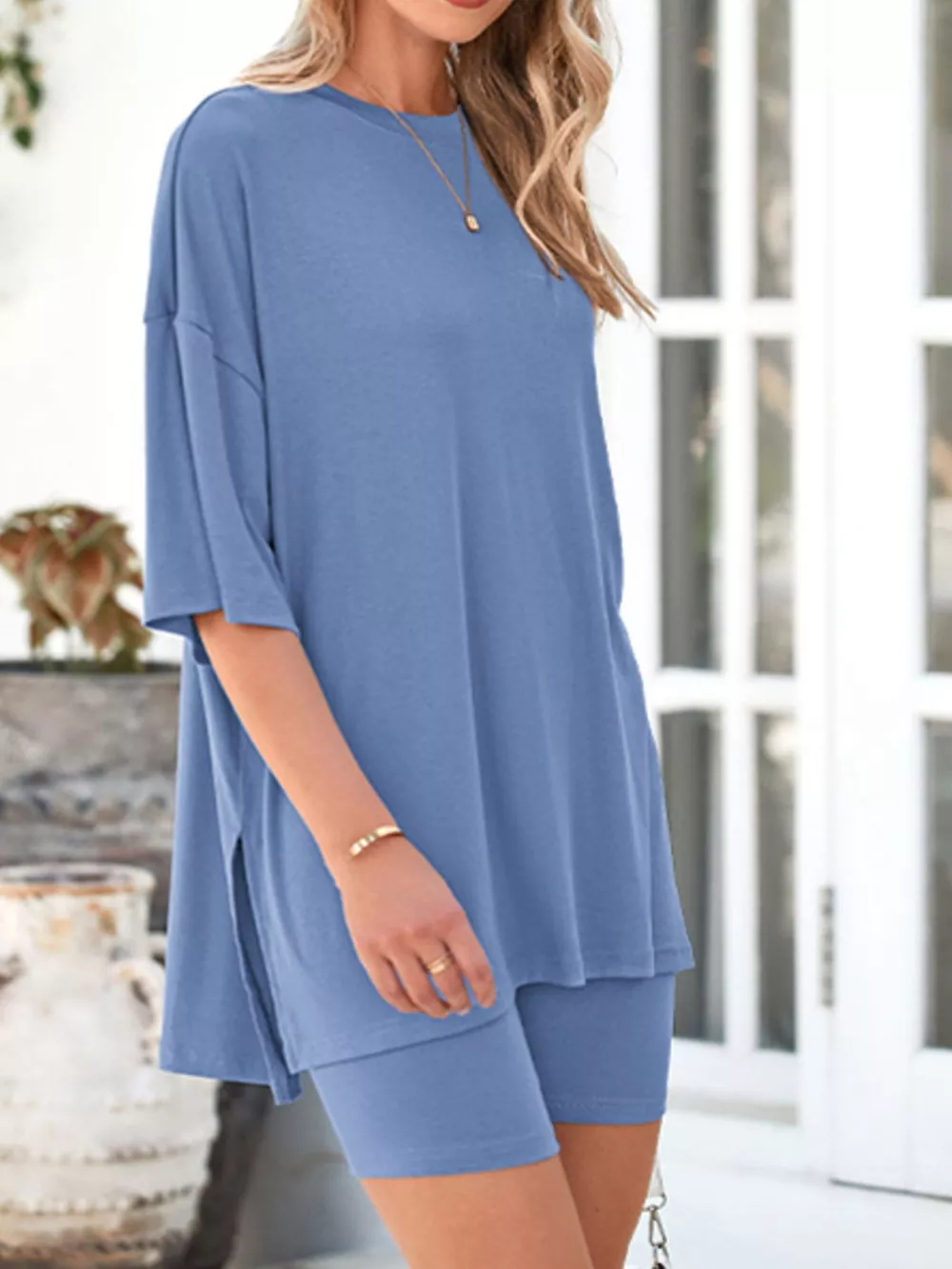 Full Size Half Sleeve T-Shirt and Shorts Set Plus Size, image 28