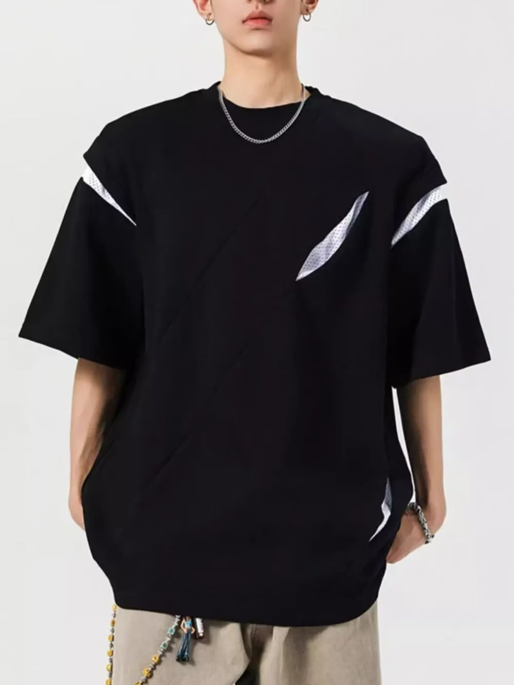 Men's Full Size Oversized Streetwear Short Sleeve T-Shirt Plus Size