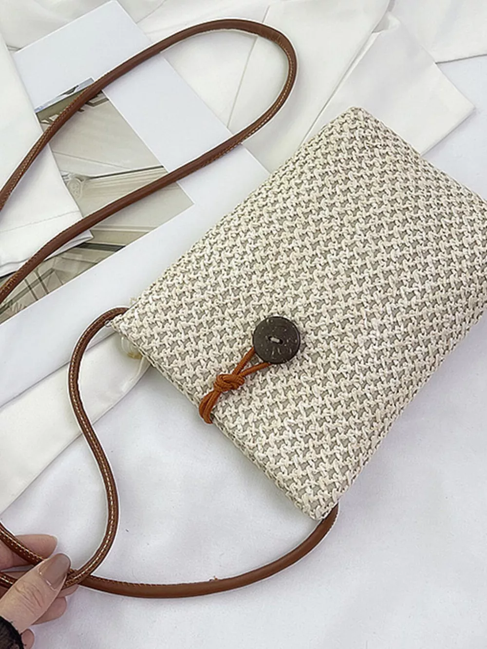 Straw Woven Crossbody Bag, image 4