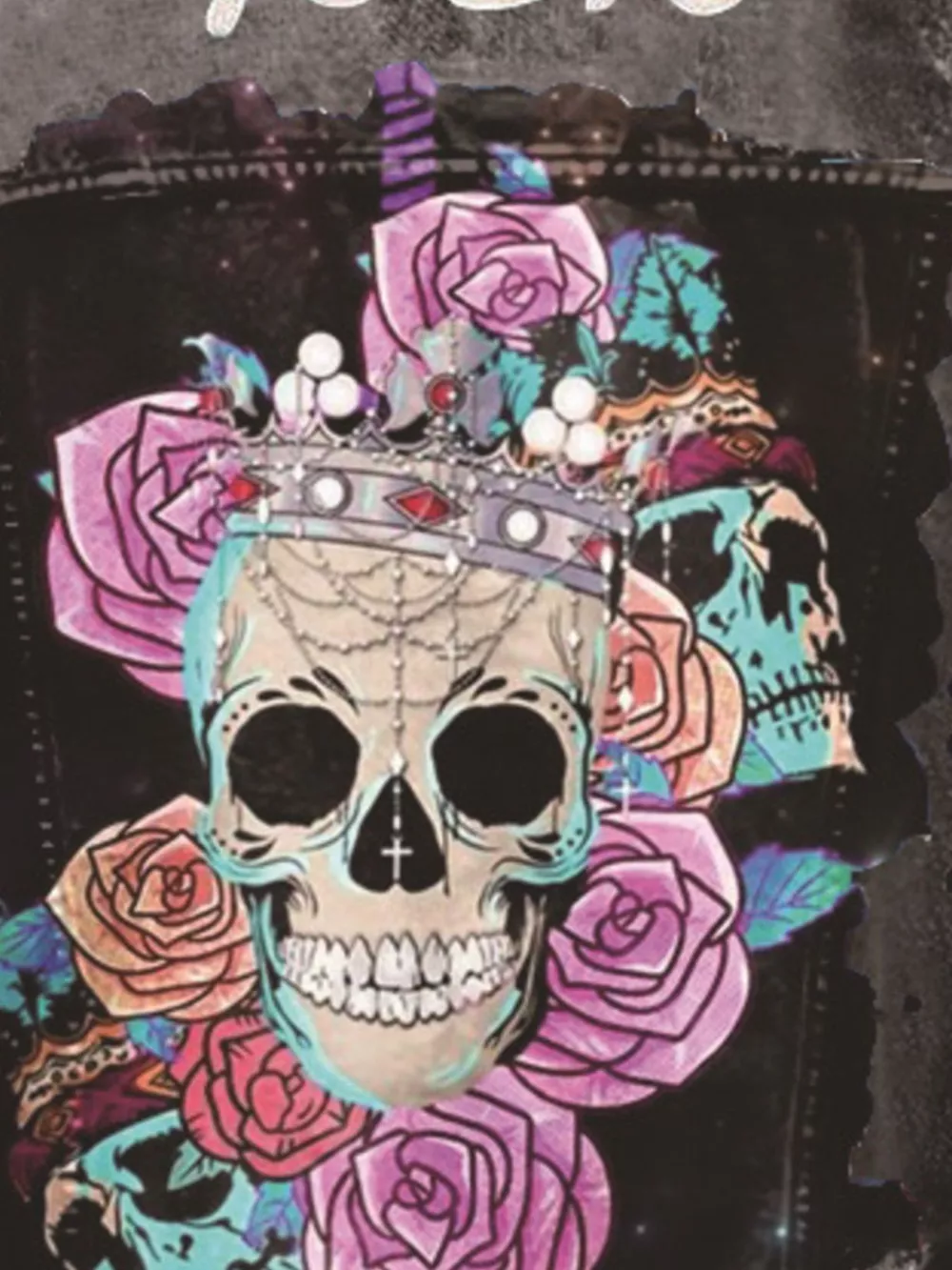 Full Size Skull and Rose Graphic Denim Jacket Plus Size, image 2