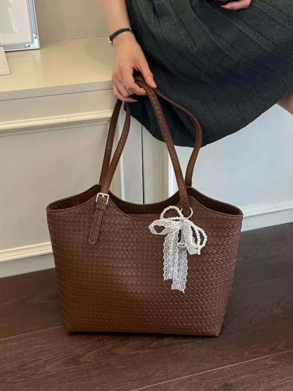 Woven Leather Shoulder Bag, image 7