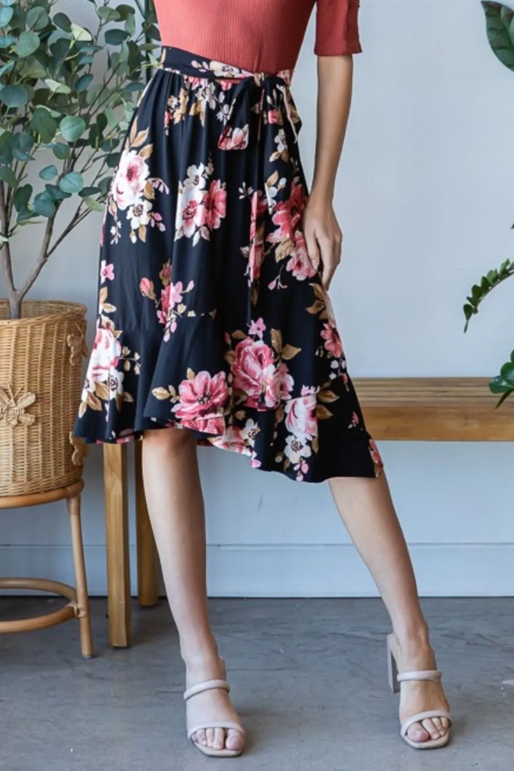 Floral Wrap Ruffle Hem Dress, image 3