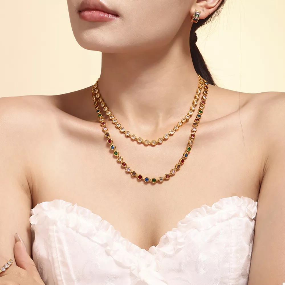 18K Gold-Plated Zircon Necklace, image 2
