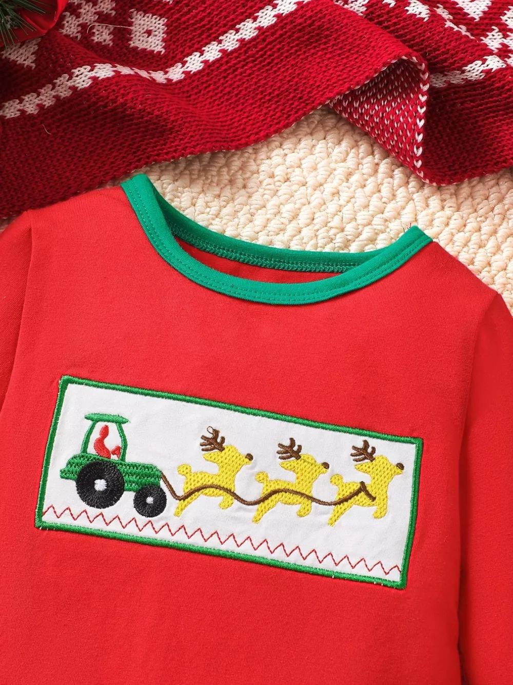 Children's Christmas Theme Embroidered Snapped Legs Jumpsuit, image 3