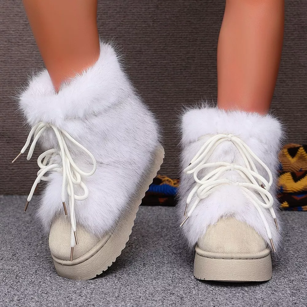 Winter Faux Fur Trimmed Lace-Up Boots, image 7