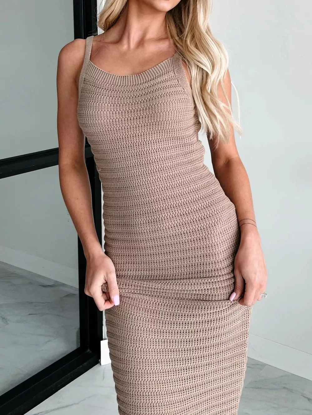 Sleeveless Knit Bodycon Sweater Dress, image 4