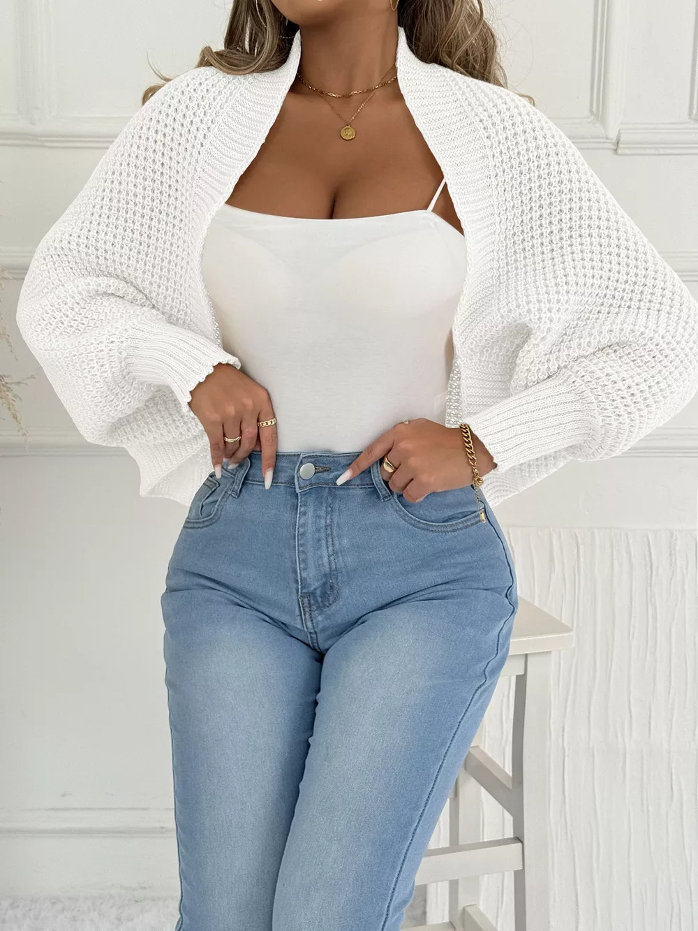 Open Front Batwing Sleeve Cardigan, image 13