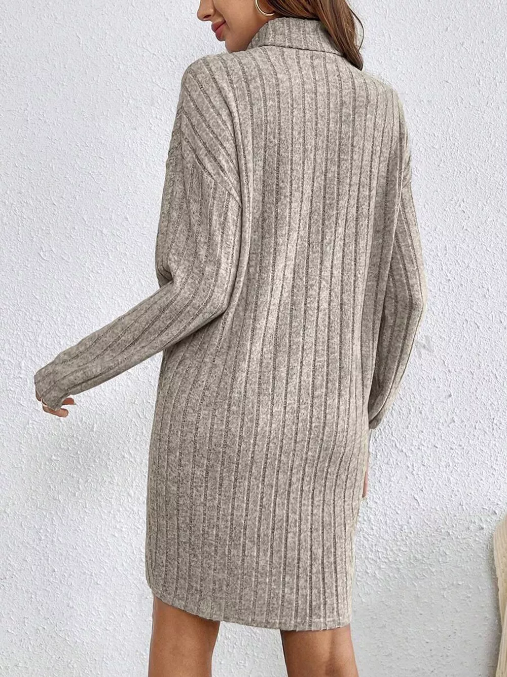 Turtleneck Ribbed Knit Dress, image 5