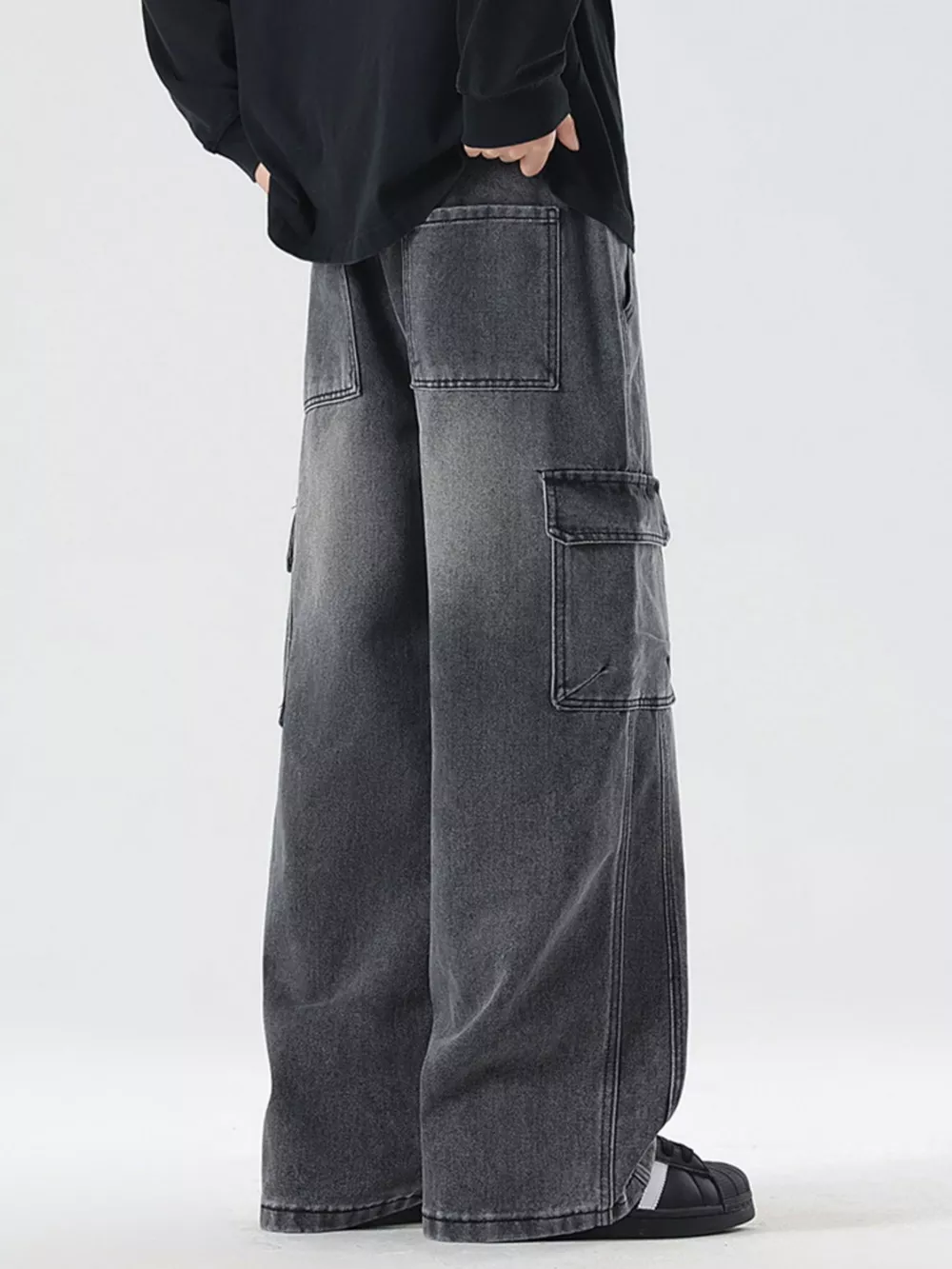 Men's Full Size Wide Leg Cargo Jeans Plus Size, image 13