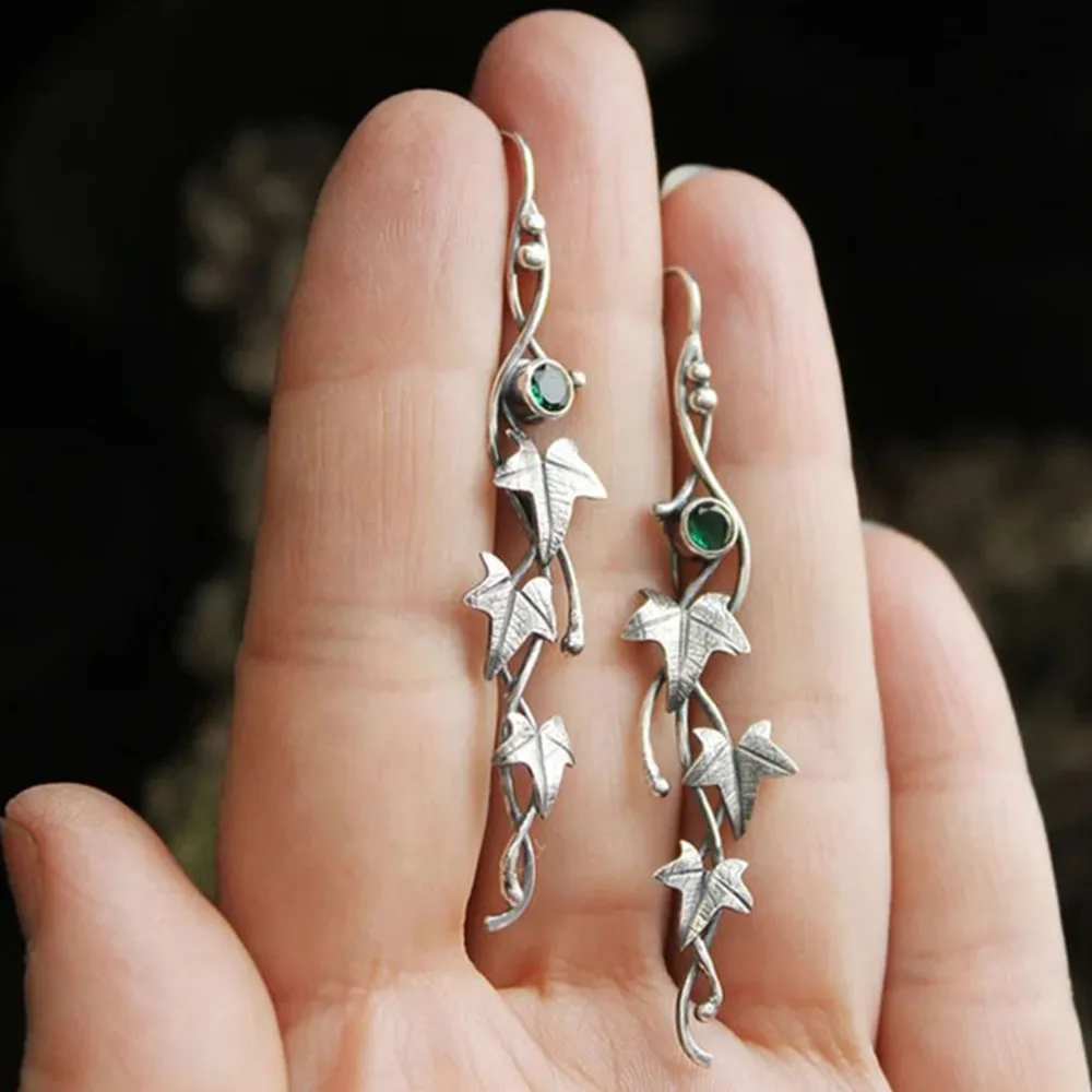 Ivy Leaf Alloy Dangle Earrings, image 4