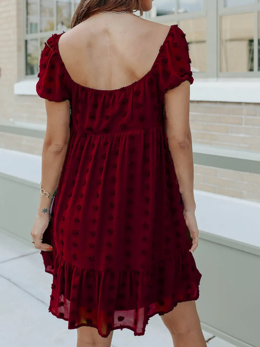 Swiss Dot Square Neck Mini Dress, image 6