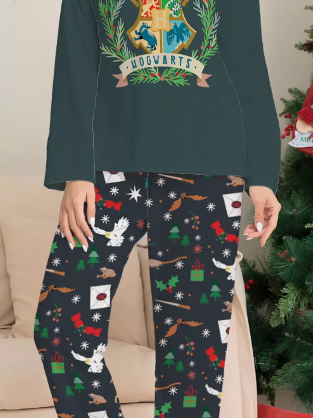 Full Size Family Matching Hogwarts Graphic Pajama Set Plus Size, image 5