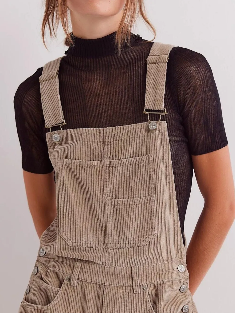 Corduroy Wide-Leg Overall with Adjustable Straps, image 10