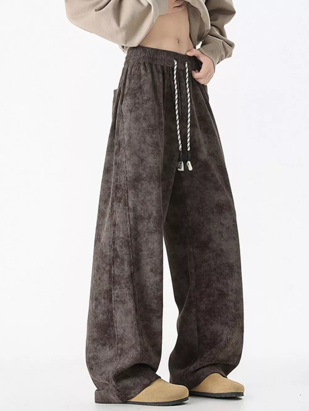 Men's Plus Size Vintage Wash Wide Leg Pants, image 6