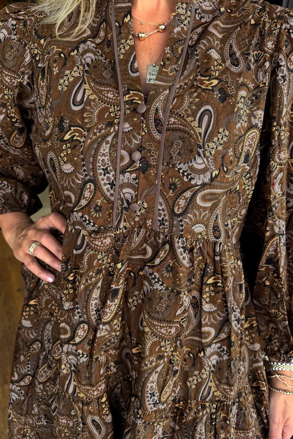 Paisley Print Notched Mini Dress, image 3