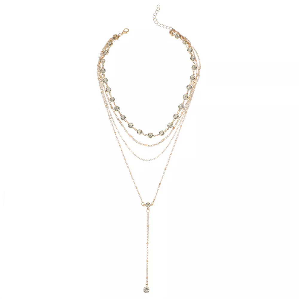 Multi-Layered Rhinestone Choker Necklace, image 5