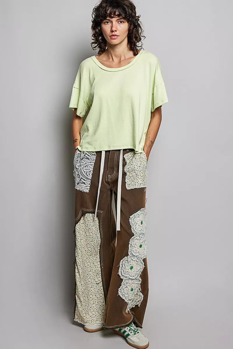 Round Neck Short Sleeve T-Shirt with High Low Hem, image 5