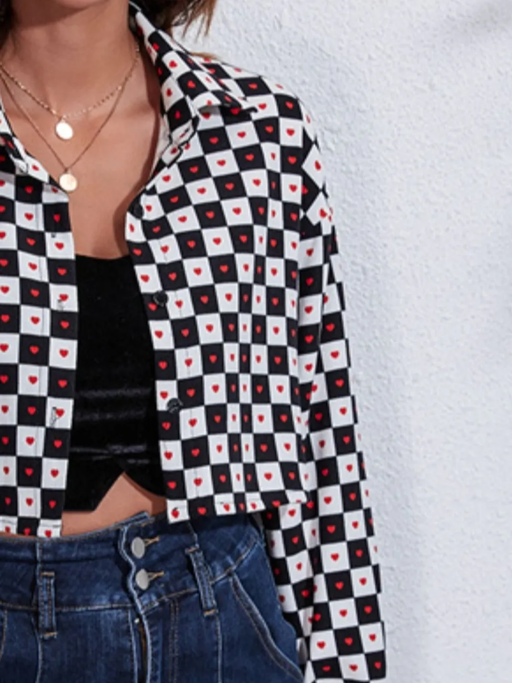Button Down Printed Cropped Jacket, image 21