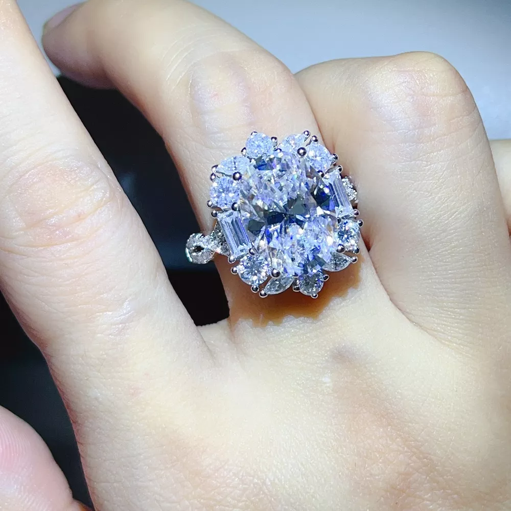 8 Carat 925 Sterling Silver Moissanite Ring, image 7