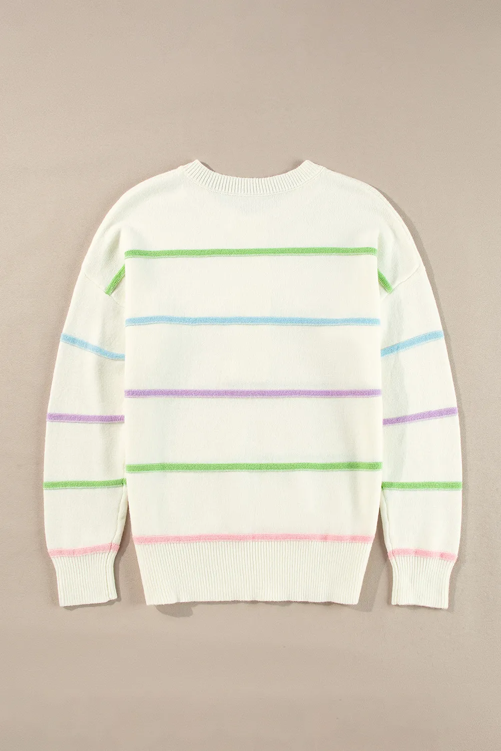Contrast Striped Half Button Round Neck Sweater, image 6