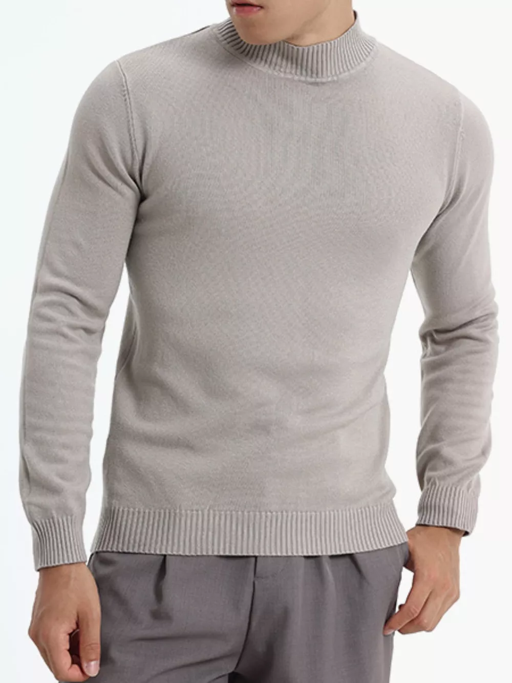 Men's Plus Size Mock Neck Slim Fit Knit Top, image 3