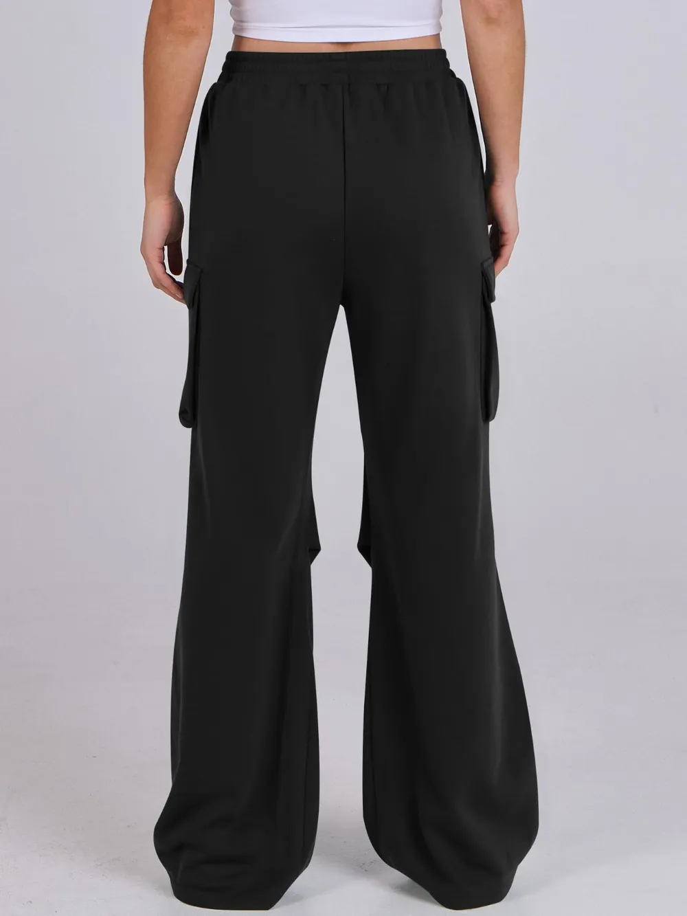 Elastic Waist Wide Leg Pants with Pockets, image 12