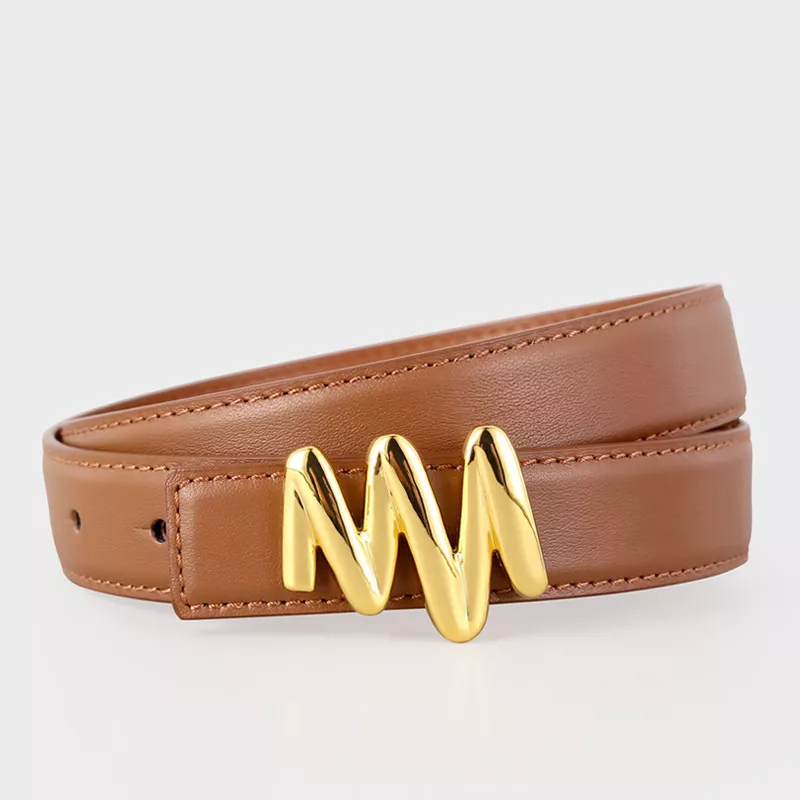 Gold Buckle Leather Belt, image 4