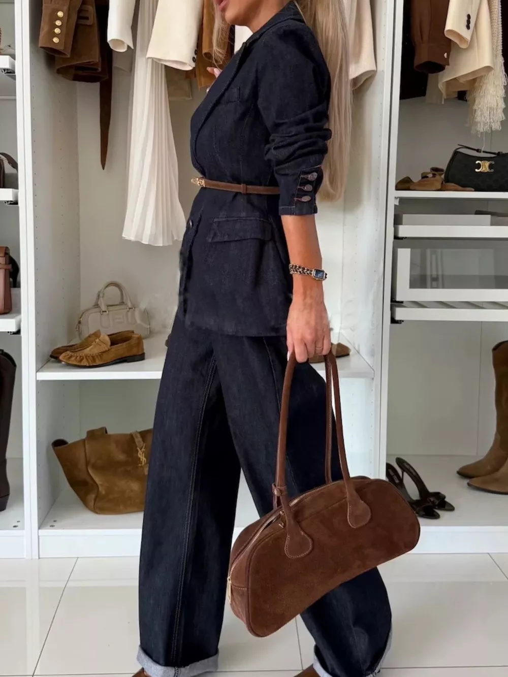 High-Waisted Wide-Leg Washed Jeans, image 5