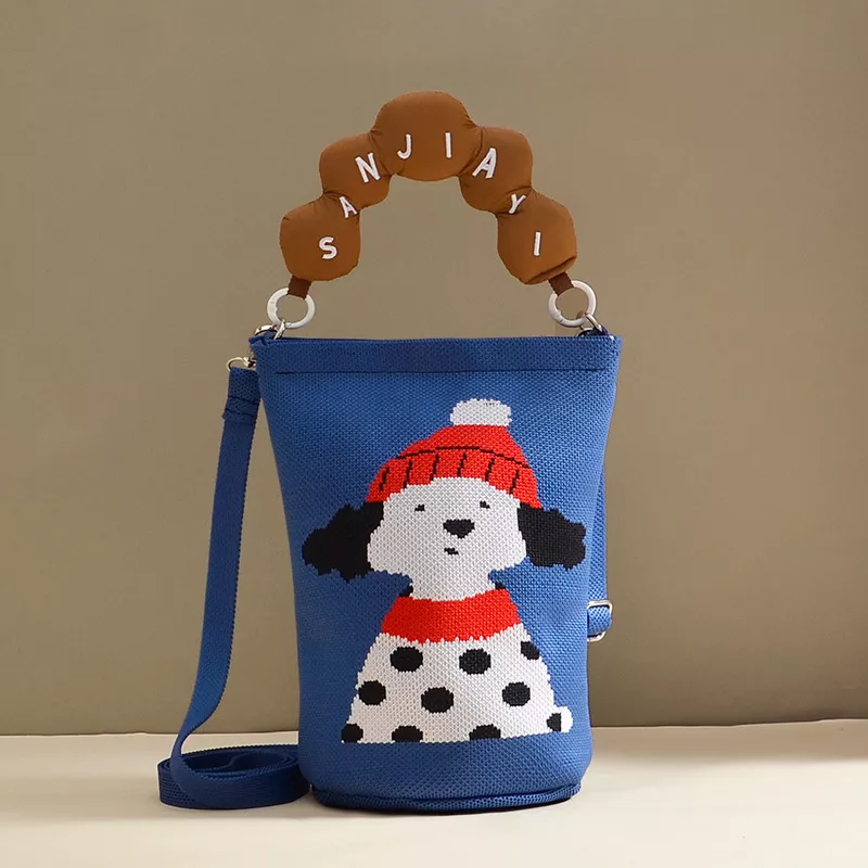 Bucket Crossbody Bag with Beaded Handle, image 2