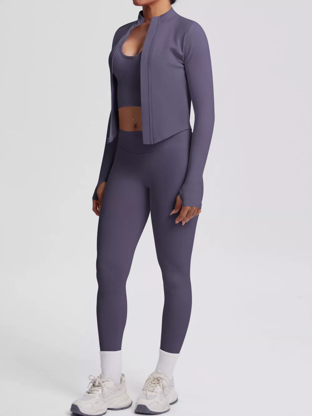 Tank & Zip-Up Jacket and Leggings Three-Piece Active Set, image 15