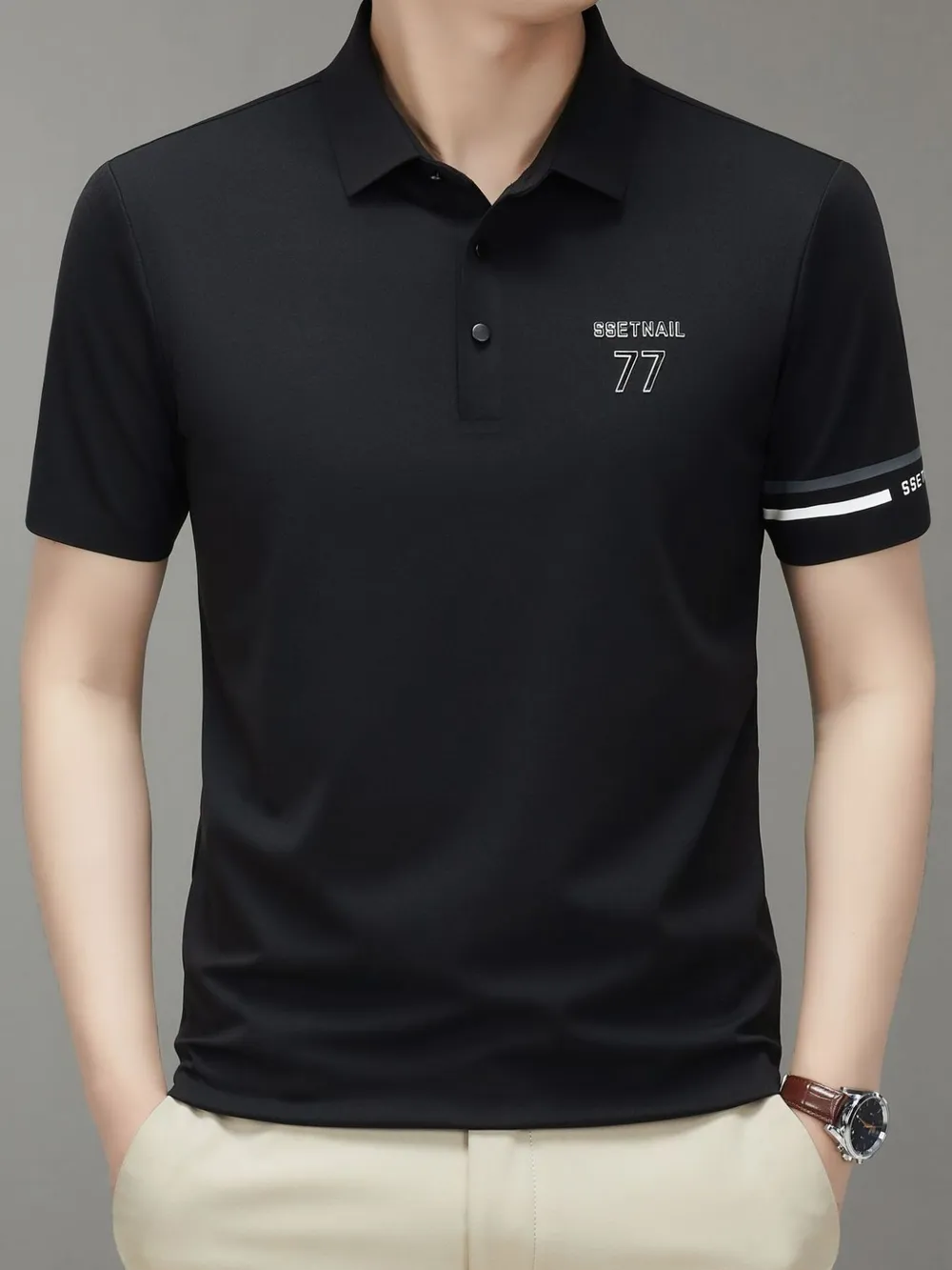 Men's Plus Size Button Detail Short Sleeve Polo