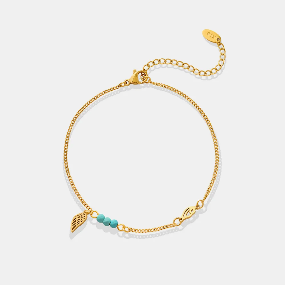 Titanium Steel Wing Shape Charm Anklet Bracelet, image 8