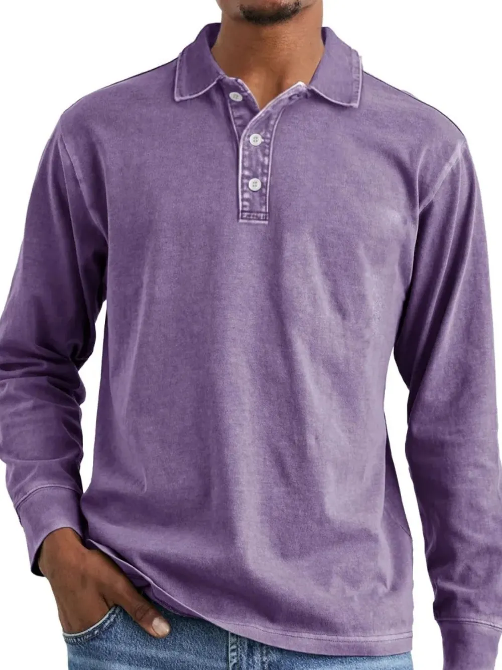 Men's Full Size Collared Neck Long Sleeve Polo Plus Size, image 8