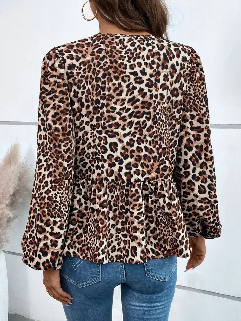 Peplum Tied Long Sleeve Blouse, image 22