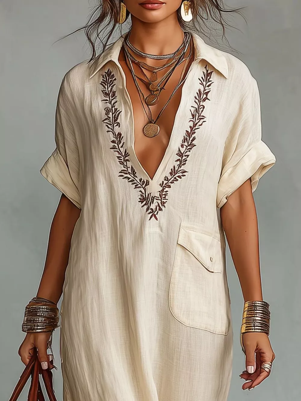 Full Size Bohemian Embroidered Maxi Dress Plus Size, image 2