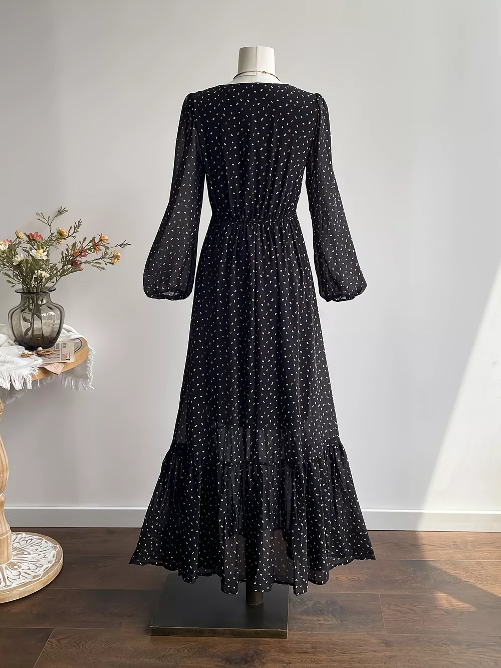 Plus Size Floral Embroidered Polka Dot Maxi Dress, image 6