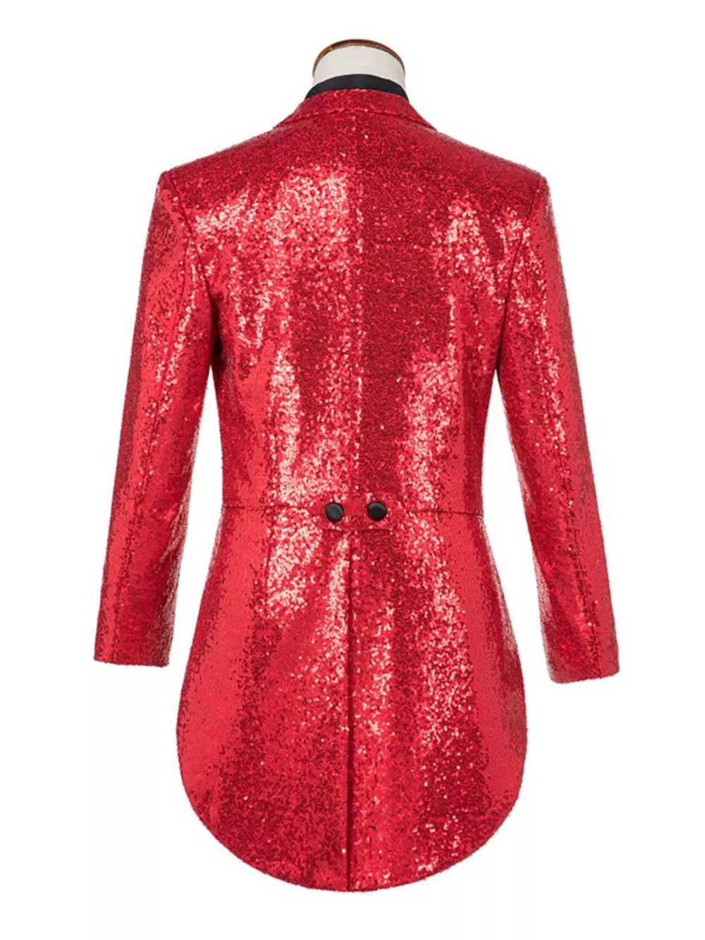 Men's Plus Size Sequin Button Up Long Sleeve Tailcoat Blazer, image 14