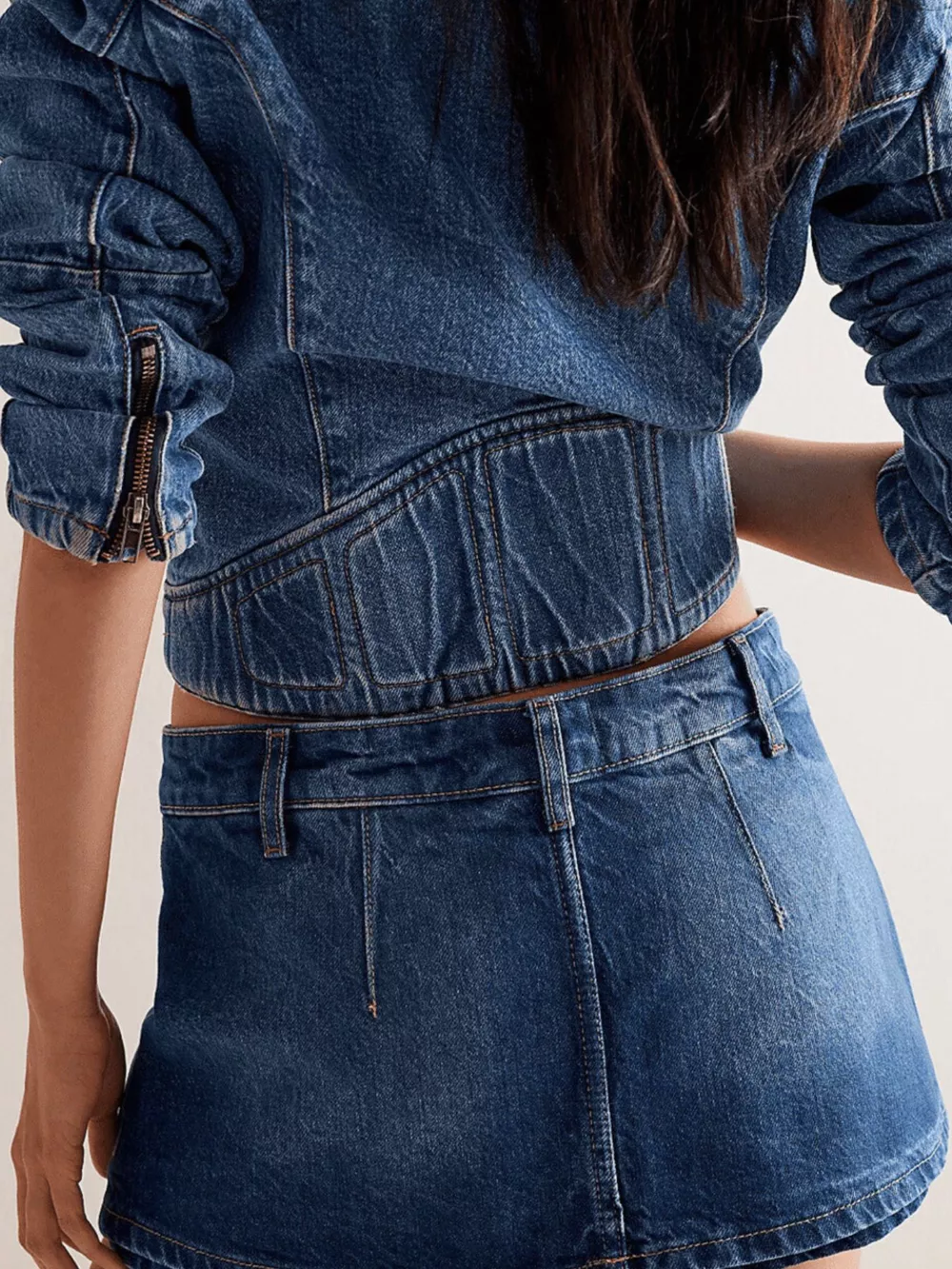 Classic Wash Denim Mini Skort, image 6
