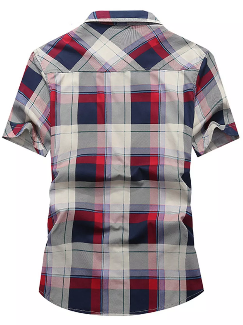 Men's Full Size Casual Plaid Short Sleeve Shirt Plus Size, image 2