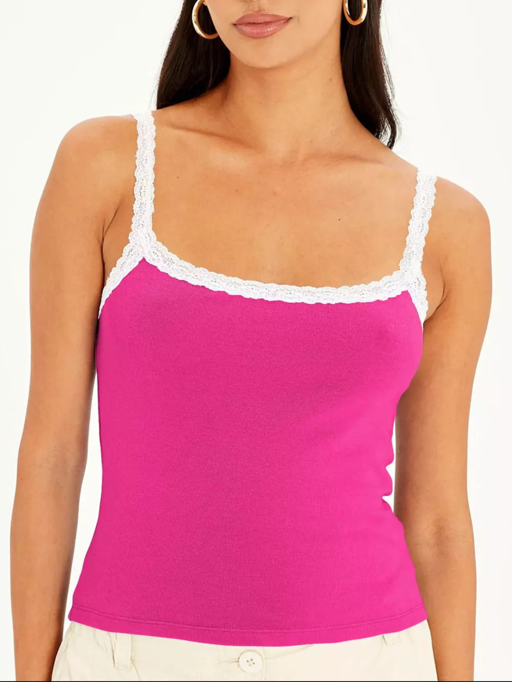 Lace Detail Contrast Trim Cami, image 2